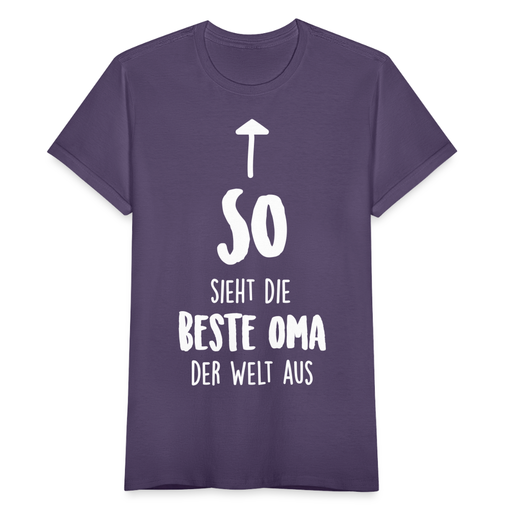 Frauen T-Shirt "So sieht die beste Oma der Welt aus" - Dunkellila