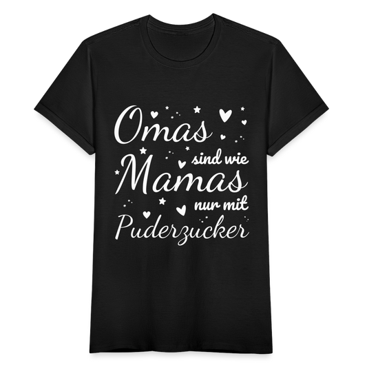 Frauen T-Shirt "Omas sind wie Mamas, nur mit Puderzucker" - Schwarz